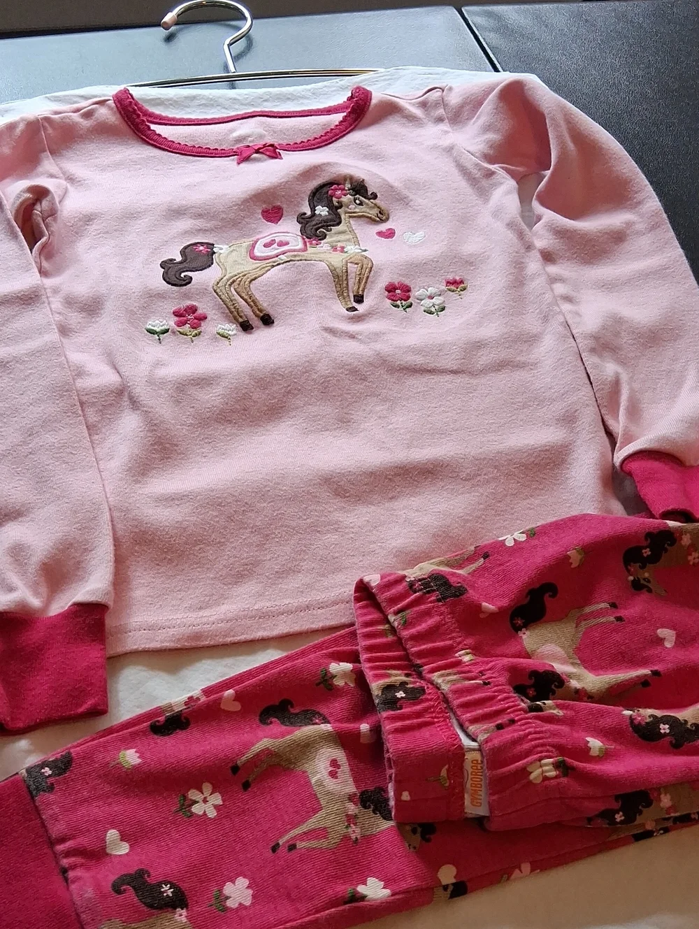 Gymboree Pink and Hot Pink Horse Pajama Set